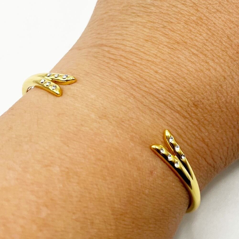 Michelle Campbell Gold Talon Open‎ Bangle Cuff with Rhinestones